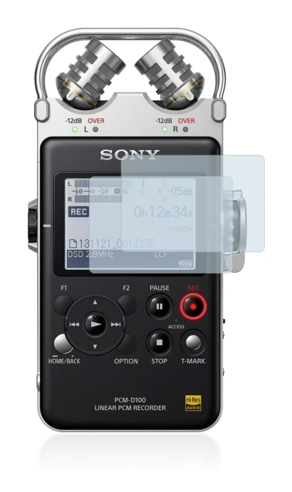 Image of the device Sony PCM D100 with a wide variety of screen protectors.