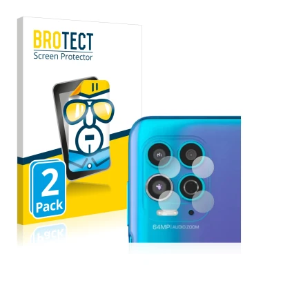 Front side of a product packaging with the brand logo BROTECT. Next to it is the device Motorola Moto G100 (ONLY Camera Lens) 