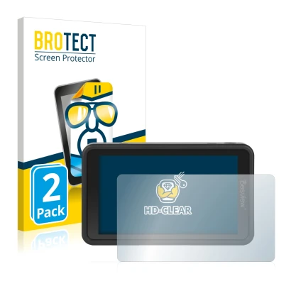 Front side of a product packaging with the brand logo BROTECT. Next to it is the device Desview R5 5.5" shown with the corresp