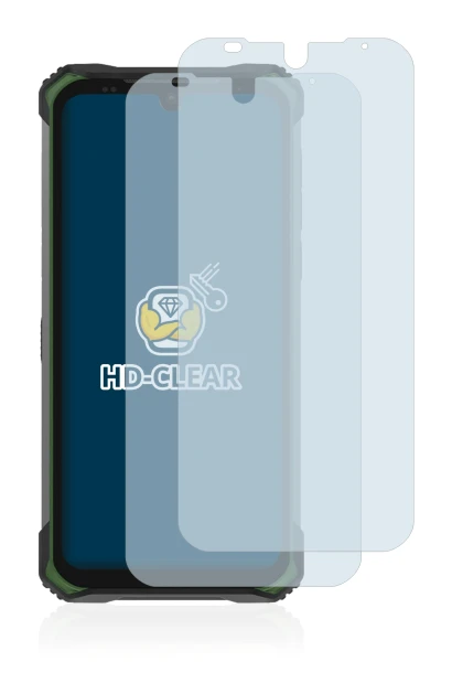 Image of the device Doogee S86 Pro with a wide variety of screen protectors.