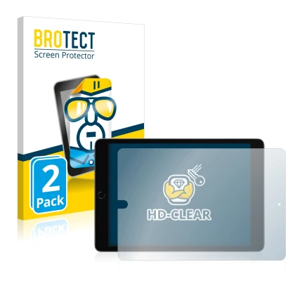 Front side of a product packaging with the brand logo BROTECT. Next to it is the device Apple iPad 10.2" 2021 (Landscape, 9nd