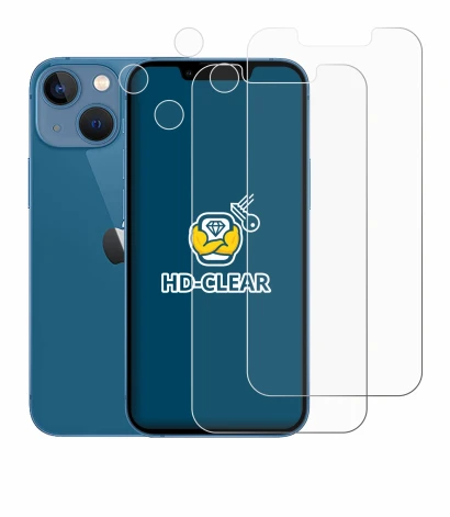 Image of the device Apple iPhone 13 mini (Front+Camera) with a wide variety of screen protectors.