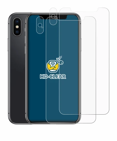 Image of the device Apple iPhone X (Front+Camera) with a wide variety of screen protectors.