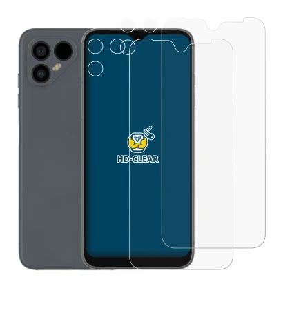 Image of the device Fairphone 4 (Front+Camera) with a wide variety of screen protectors.