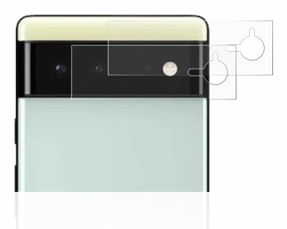 Image of the device Google Pixel 6 (ONLY Camera Lens) with a wide variety of screen protectors.