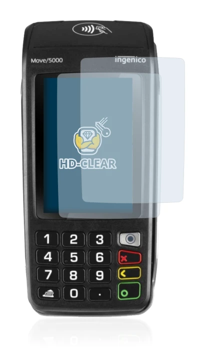 Image of the device ingenico Move 5000 with a wide variety of screen protectors.