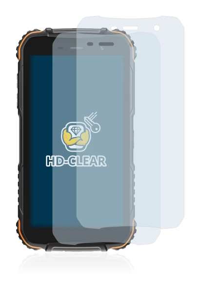 Image of the device Doogee S35T with a wide variety of screen protectors.