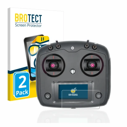Front side of a product packaging with the brand logo BROTECT. Next to it is the device FlySky FS-i6S shown with the correspon