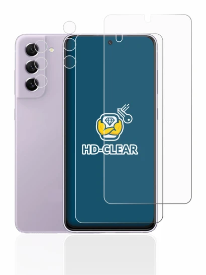 Image of the device Samsung Galaxy S21 FE 5G (Front+Camera) with a wide variety of screen protectors.