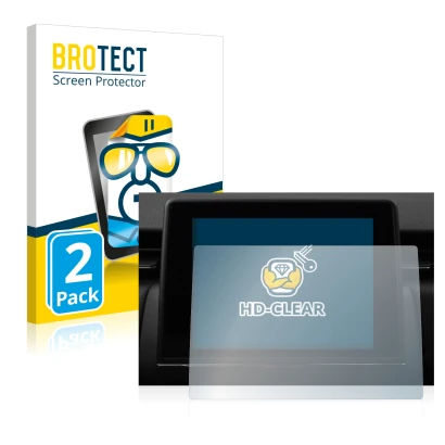 Front side of a product packaging with the brand logo BROTECT. Next to it is the device Renault Captur Easy Link 7" shown with