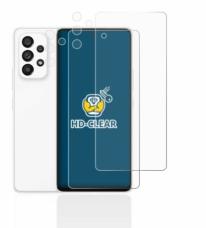 Image of the device Samsung Galaxy A53 5G (Front+Camera) with a wide variety of screen protectors.