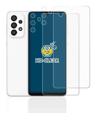 Image of the device Samsung Galaxy A33 5G (Front+Camera) with a wide variety of screen protectors.
