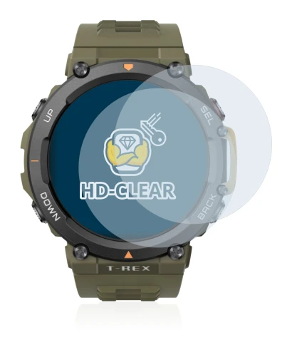Image of the device Huami Amazfit T-Rex 2 with a wide variety of screen protectors.