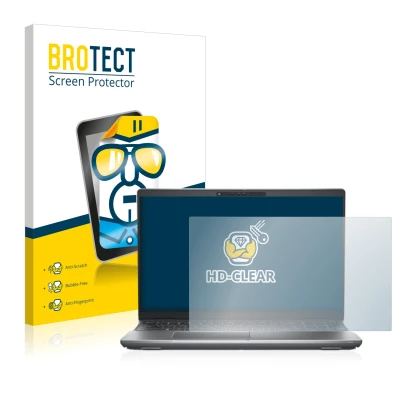 Front side of a product packaging with the brand logo BROTECT. Next to it is the device Dell Latitude 5531 shown with the corr