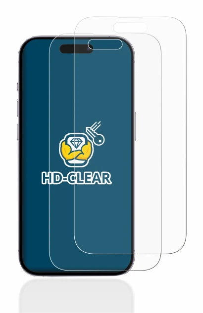 Image of the device Apple iPhone 14 Pro with a wide variety of screen protectors.