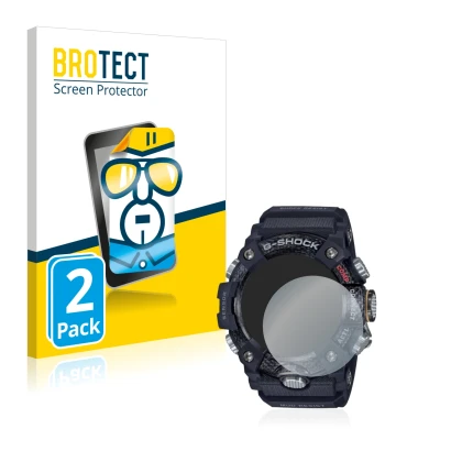 Front side of a product packaging with the brand logo BROTECT. Next to it is the device Casio G-Shock Mudmaster GG-B100-1AER s