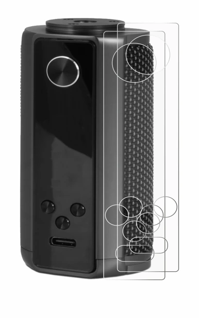 Image of the device Vaporesso Target 200 Mod with a wide variety of screen protectors.