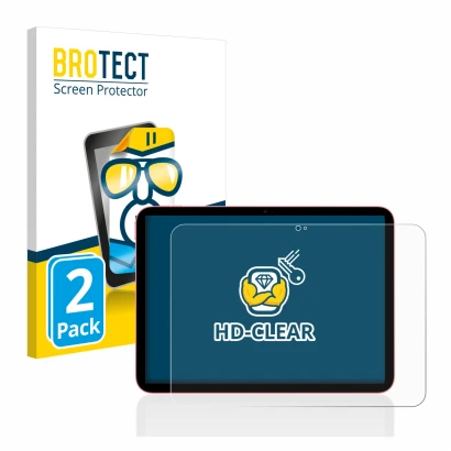 Front side of a product packaging with the brand logo BROTECT. Next to it is the device Apple iPad 10.9