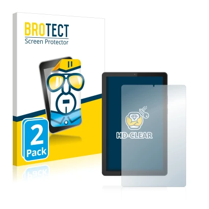 Front side of a product packaging with the brand logo BROTECT. Next to it is the device Lenovo Tab M9 shown with the correspon