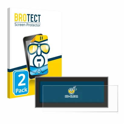 Front side of a product packaging with the brand logo BROTECT. Next to it is the device Opel Astra L 2022 Navigationssystem sh