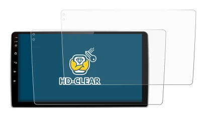 Image of the device Junsun V1 pro 9" with a wide variety of screen protectors.