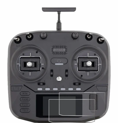 Image of the device Radiomaster Boxer with a wide variety of screen protectors.