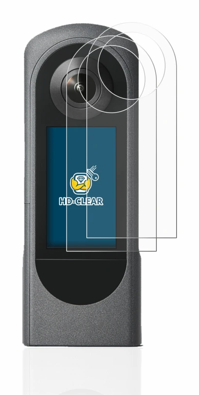 Image of the device Ricoh Theta X with a wide variety of screen protectors.
