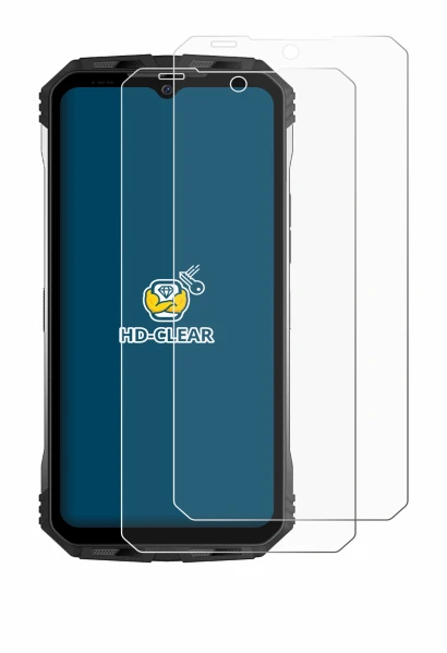 Image of the device Doogee S100 with a wide variety of screen protectors.