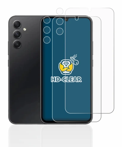 Image of the device Samsung Galaxy A34 5G (Front+Camera) with a wide variety of screen protectors.