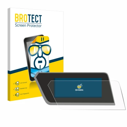 Front side of a product packaging with the brand logo BROTECT. Next to it is the device BMW 1 F40 2023 shown with the correspo
