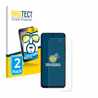 Front side of a product packaging with the brand logo BROTECT. Next to it is the device Xiaomi Redmi 12 shown with the corresp