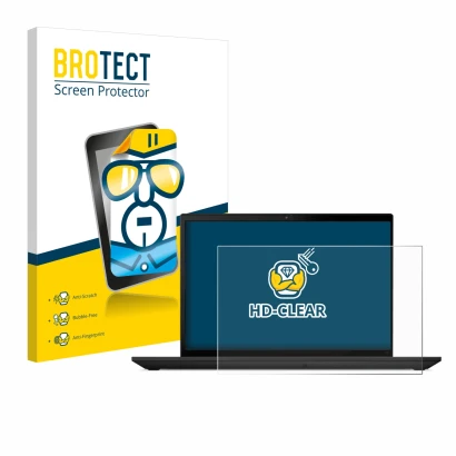 Front side of a product packaging with the brand logo BROTECT. Next to it is the device Lenovo ThinkPad T16 Gen 2 shown with t