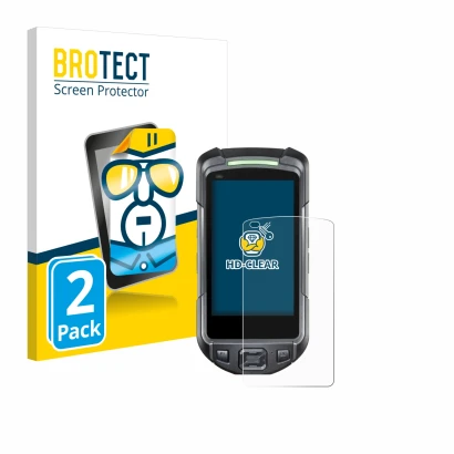 Front side of a product packaging with the brand logo BROTECT. Next to it is the device Keyence BT-A700 shown with the corresp