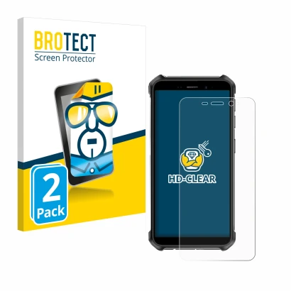 Front side of a product packaging with the brand logo BROTECT. Next to it is the device Ulefone Armor X12 Pro shown with the c