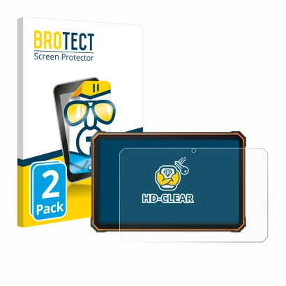 Front side of a product packaging with the brand logo BROTECT. Next to it is the device Blackview Active 8 Pro 10.36" shown wi