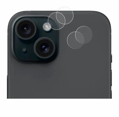 Image of the device Apple iPhone 15 (ONLY Camera Lens) with a wide variety of screen protectors.