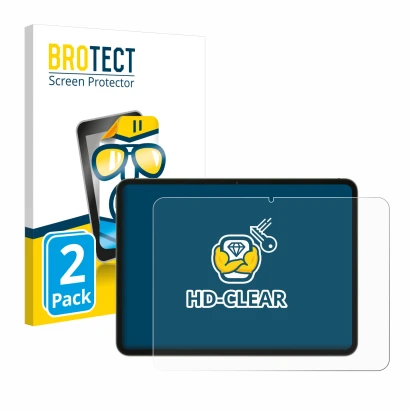 Front side of a product packaging with the brand logo BROTECT. Next to it is the device OnePlus Pad Go shown with the correspo