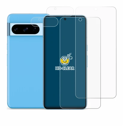 Image of the device Google Pixel 8 Pro (Front+Camera) with a wide variety of screen protectors.