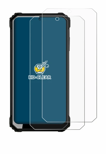 Image of the device Oukitel WP23 with a wide variety of screen protectors.