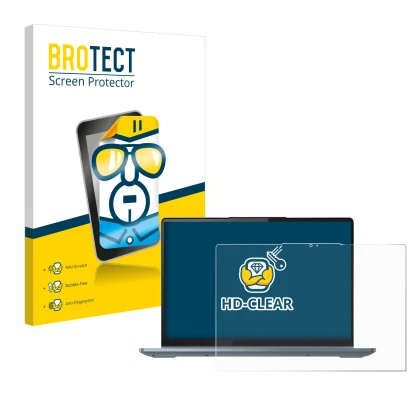 Front side of a product packaging with the brand logo BROTECT. Next to it is the device Lenovo IdeaPad Flex 5 14" Gen 8 2023 s