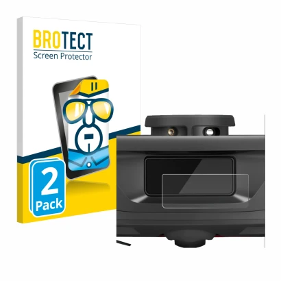 Front side of a product packaging with the brand logo BROTECT. Next to it is the device Roborock Q Revo (ONLY Camera) shown wi