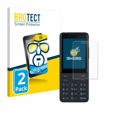Front side of a product packaging with the brand logo BROTECT. Next to it is the device TCL Onetouch 4022s shown with the corr