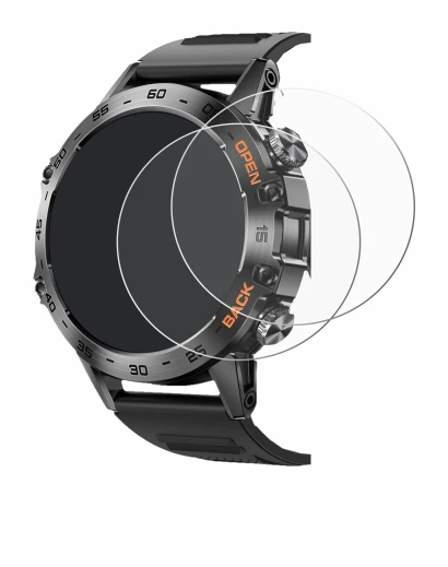 Image of the device Lemfo Smartwatch 1.39" with a wide variety of screen protectors.