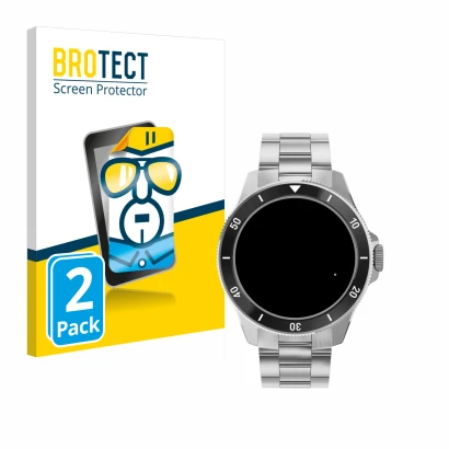 Front side of a product packaging with the brand logo BROTECT. Next to it is the device Withings ScanWatch Nova (42 mm) shown 