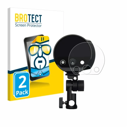 Front side of a product packaging with the brand logo BROTECT. Next to it is the device Profoto B10X shown with the correspond
