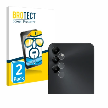 Front side of a product packaging with the brand logo BROTECT. Next to it is the device Samsung Galaxy A05s (ONLY Camera Lens)