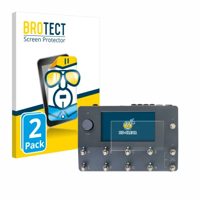 Front side of a product packaging with the brand logo BROTECT. Next to it is the device Neural DSP Quad Cortex shown with the 