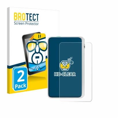 Front side of a product packaging with the brand logo BROTECT. Next to it is the device Timekettle Fluentalk T1 Mini shown wit