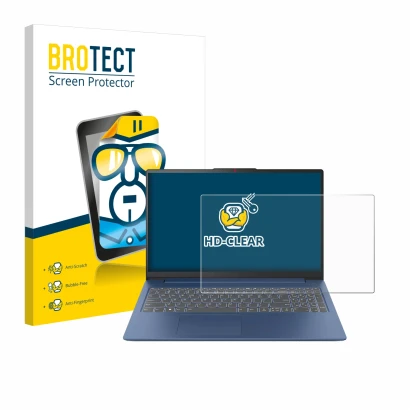 Front side of a product packaging with the brand logo BROTECT. Next to it is the device Lenovo IdeaPad Slim 3 Gen 8 15" shown 