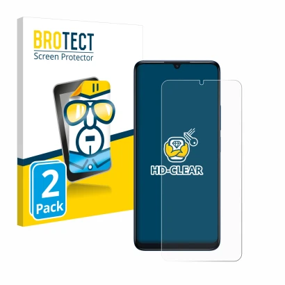 Front side of a product packaging with the brand logo BROTECT. Next to it is the device TCL 505 shown with the corresponding s